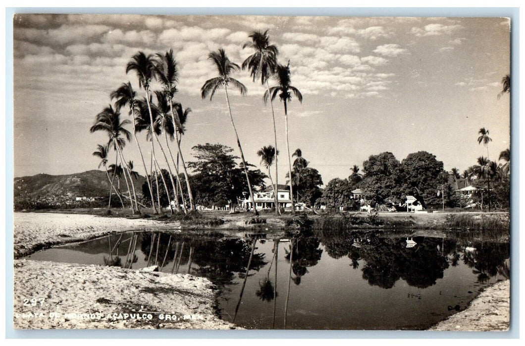 c1940's Playa De Hornos Acapulco Guerrero Mexico RPPC Photo Postcard