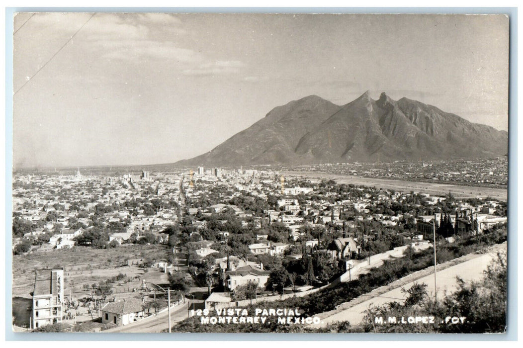 c1940's MM Lopez Photo Partial View Monterrey Mexico RPPC Photo Postcard