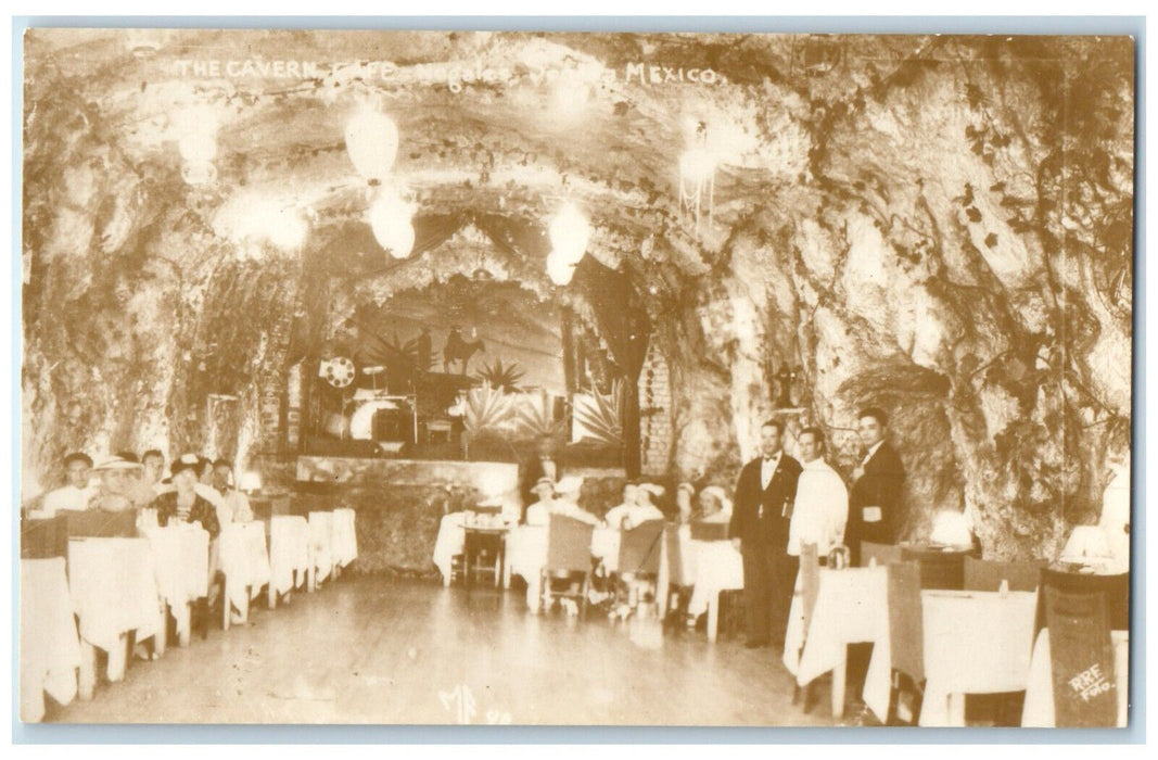 1955 Dining Area The Cavern Cafe Nogales Sonora Mexico RPPC Photo Postcard