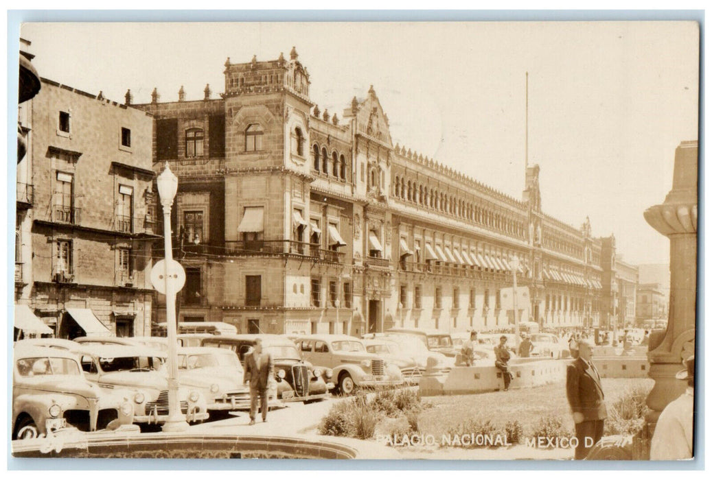 1959 Cars Parked Near National Palace Mexico City Mexico RPPC Photo Postcard