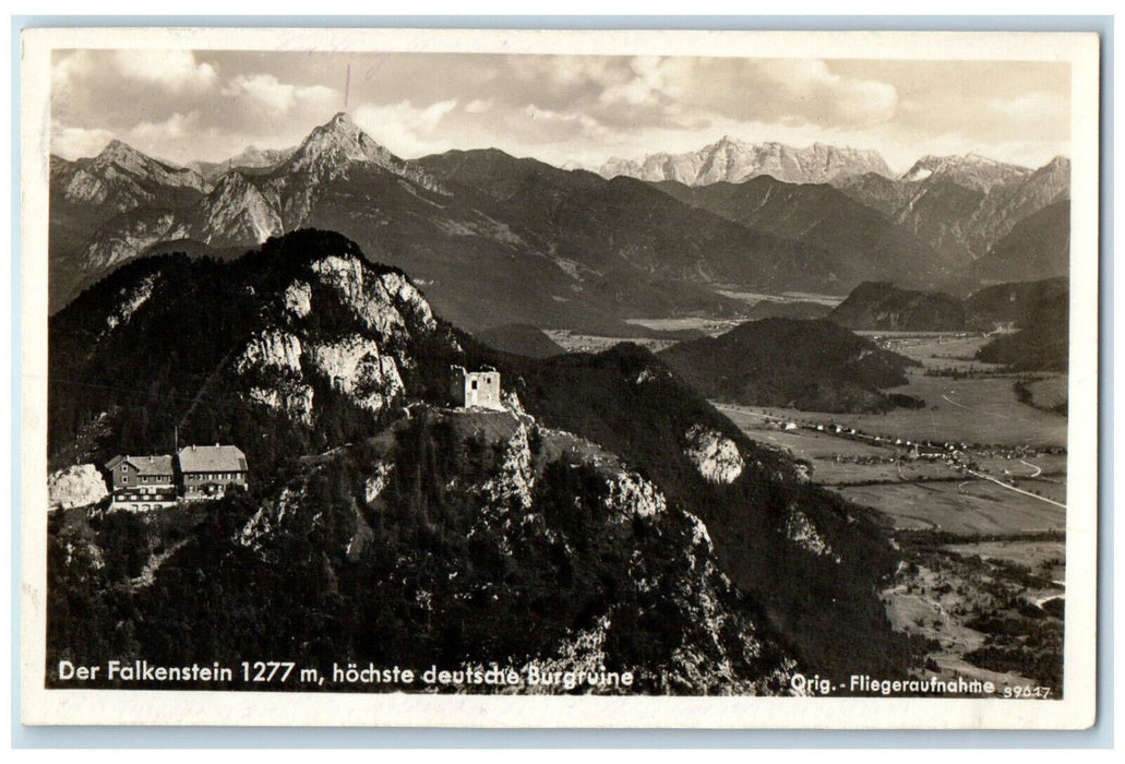 1937 The Falkenstein Highest German Castle Allgau Germany RPPC Photo Postcard