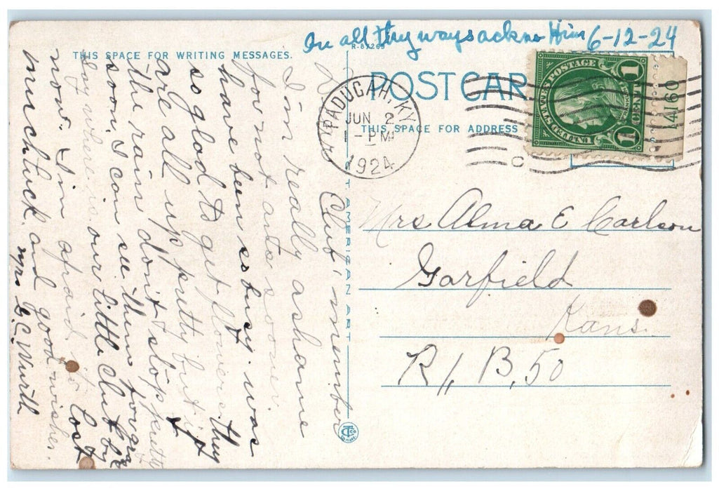 1924 Illinois Central Railroad Hospital Exterior Road Paducah Kentucky Postcard