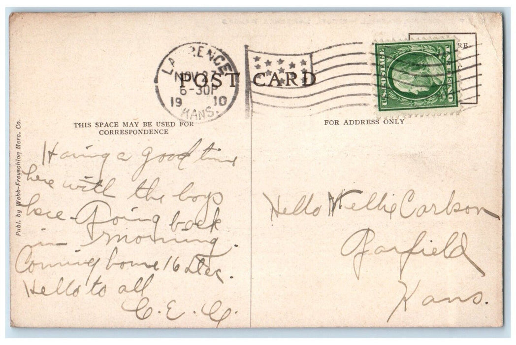 1910 Exterior View Girls Dormitory Haskell Institute Lawrence Kansas KS Postcard