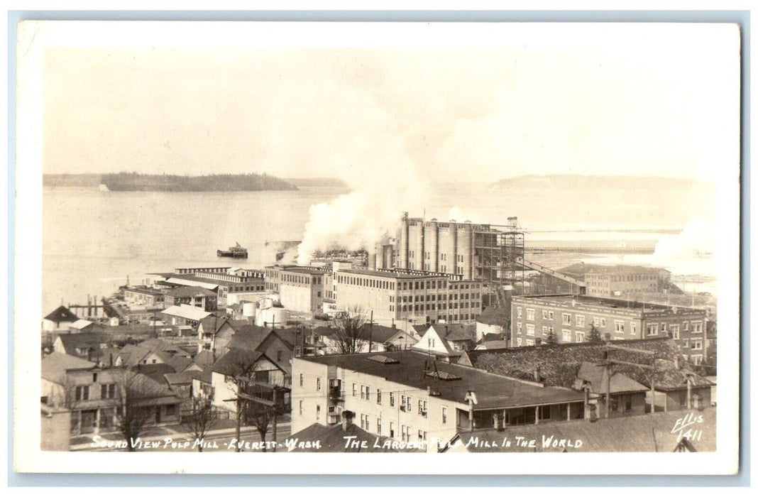 c1940's Sound View Pulp Milll Everett Washington WA RPPC Photo Vintage Postcard