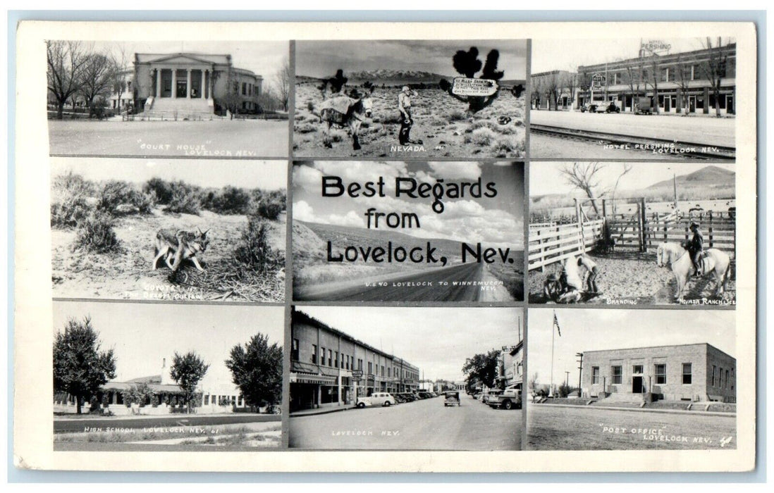 c1940's Best Regards From Lovelock Nevada NV RPPC Photo Multiview Postcard