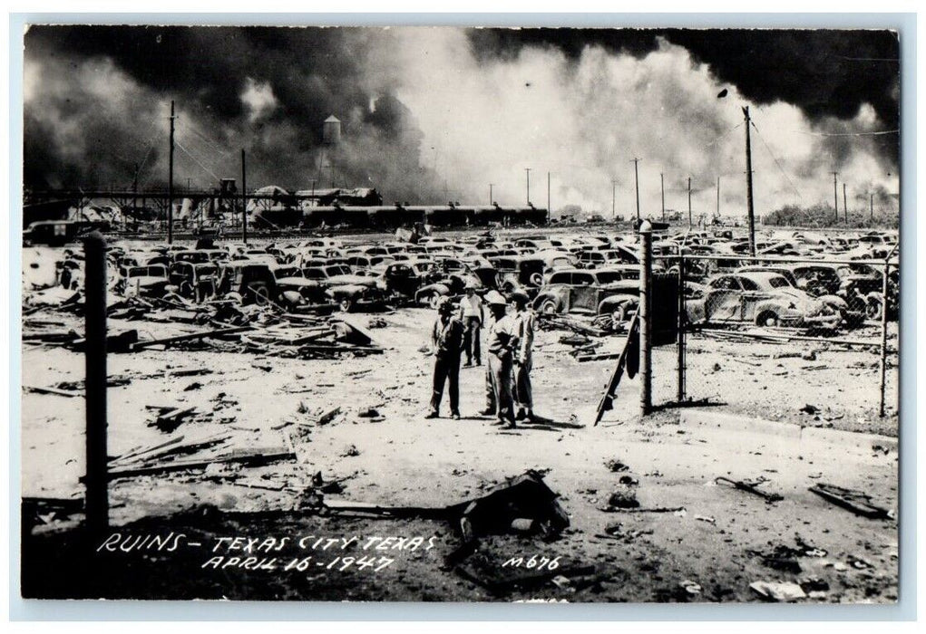 1947 Ruins Fertilizer Explosion Disaster Texas City TX RPPC Photo Postcard