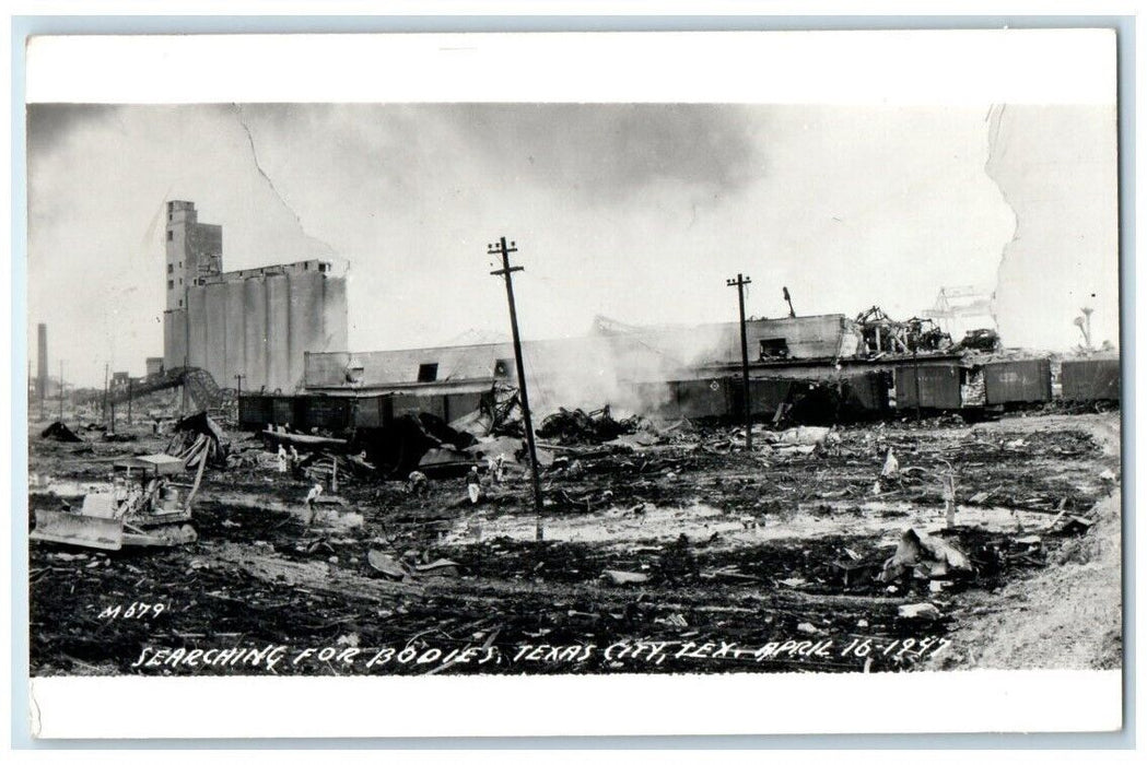 1947 Searching For Bodies Explosion Disaster Texas City TX RPPC Photo Postcard