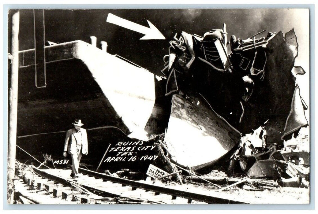 1947 Debris Ruins Explosion Disaster Texas City TX RPPC Photo Postcard