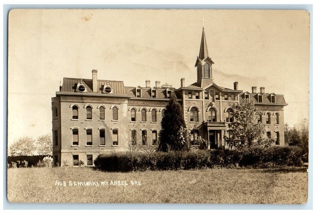 c1910's Seminary Building View Mt. Angel Oregon OR RPPC Photo Postcard