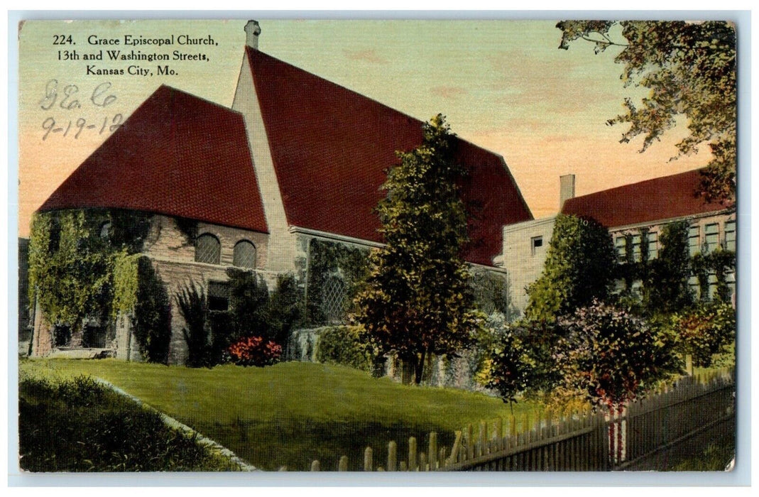 c1910 Grace Episcopal Church Washington Streets Kansas City Missouri MO Postcard