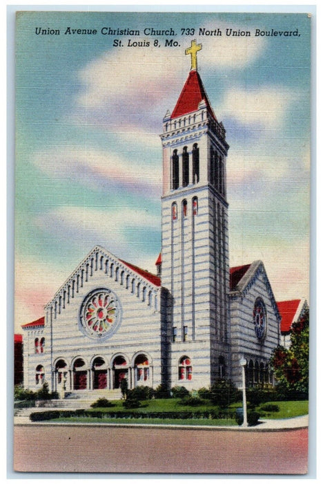 c1940 Exterior View Union Avenue Christian Church St Louis Missouri MO Postcard