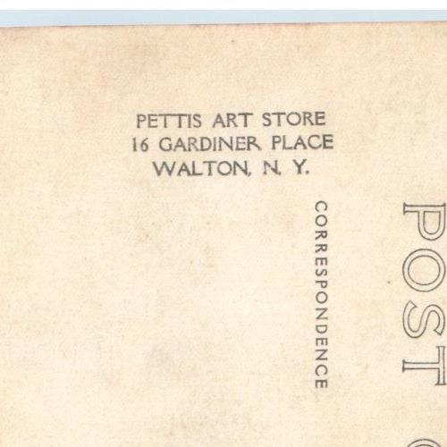 c1918 Airplane Biplane Pettis Art Store Walton New York NY RPPC Photo Postcard