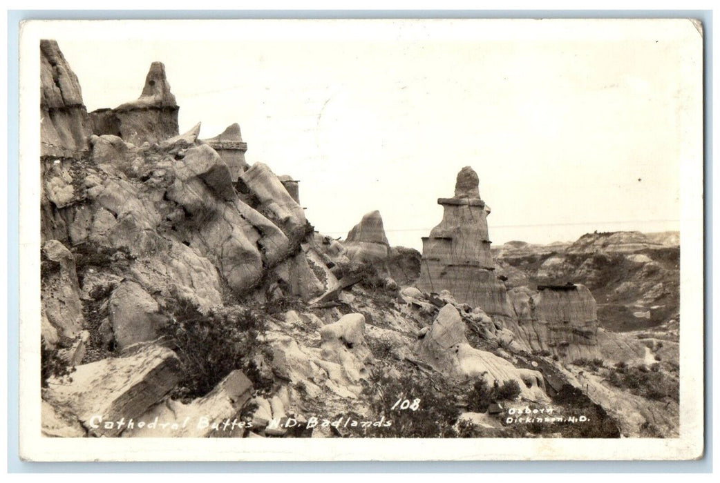 1913 Cathedral Buttes North Dakota ND Badlands RPPC Photo Vintage Postcard