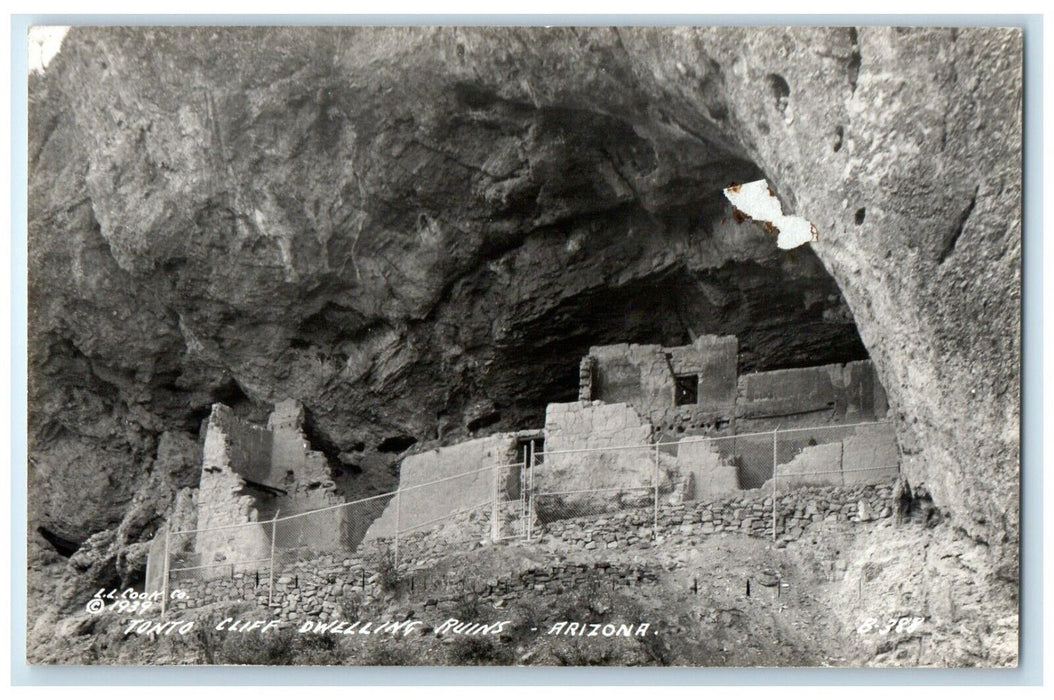 c1940's View Of Tonto Cliff Dwelling Ruins Arizona AZ PPC Photo Vintage Postcard