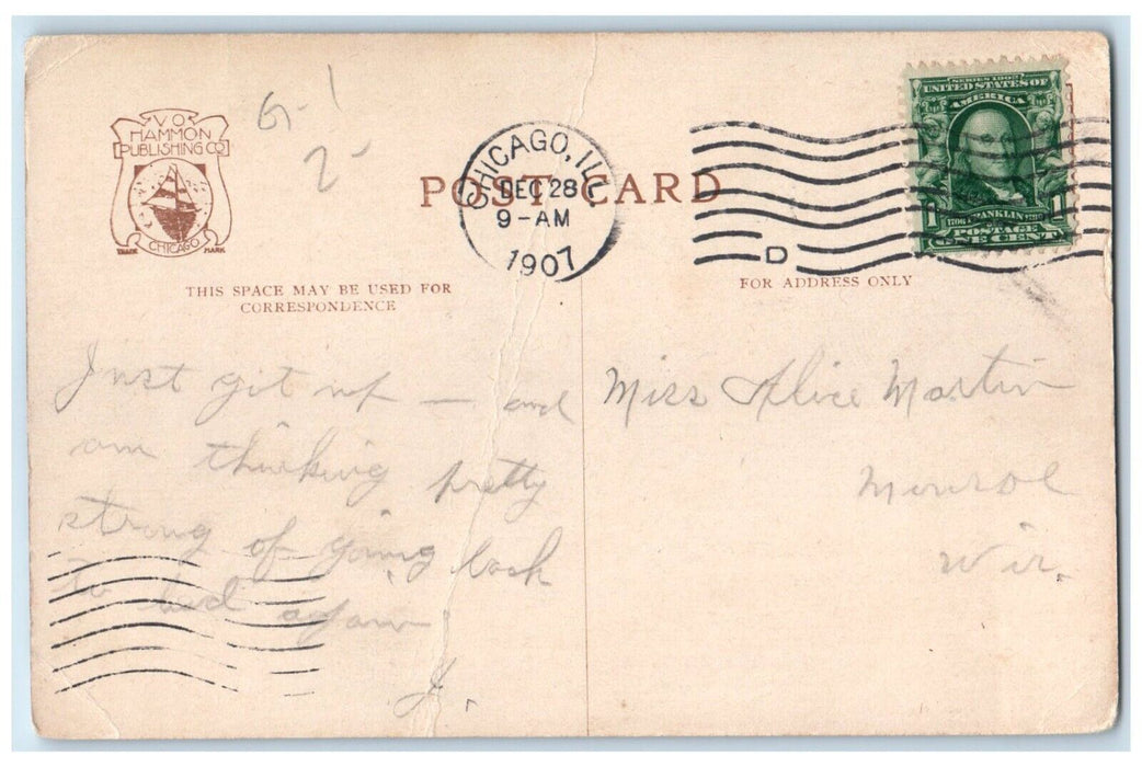 1907 The Refectory Humboldt Park Chicago Illinois IL Posted Antique Postcard