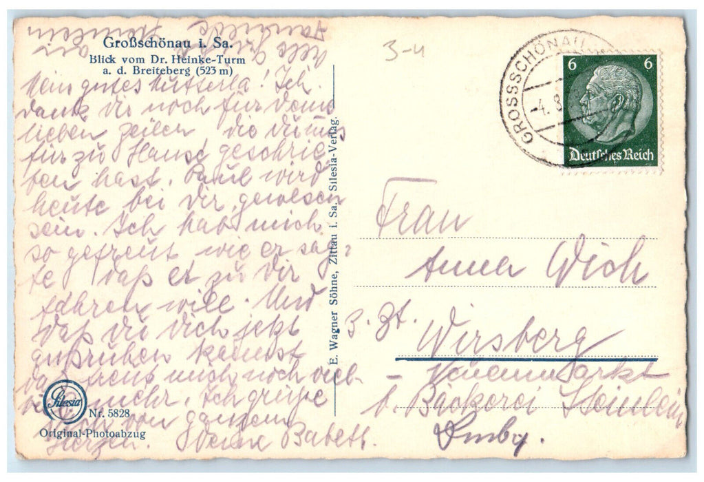 c1950's View from Dr. Heinke Tower Großschönau Germany RPPC Photo Postcard