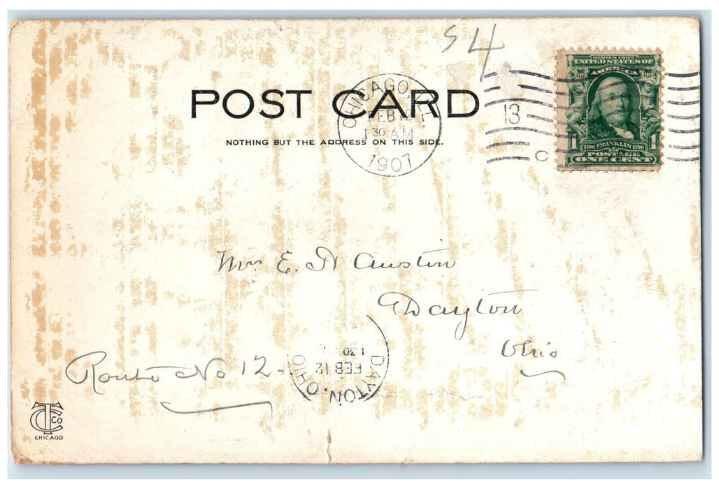 1907 Hayworth Building Street View Trolley Chicago Illinois IL Posted Postcard