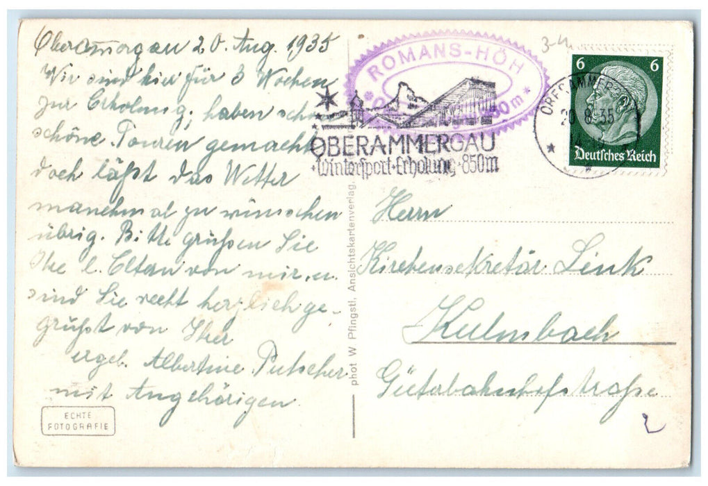 1935 On The Romanshöhe Oberammergau Bavarian Alps Germany RPPC Photo Postcard
