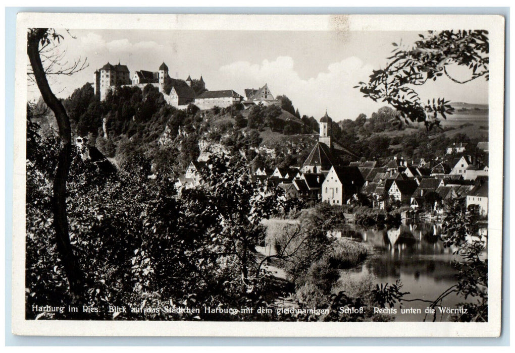 1932 Harburg Town in the Ries Wornitz Bavaria Germany RPPC Photo Postcard