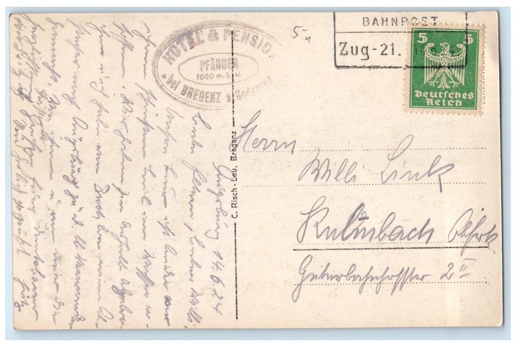 1924 View From Pfander on the German Ufer Germany RPPC Photo Postcard