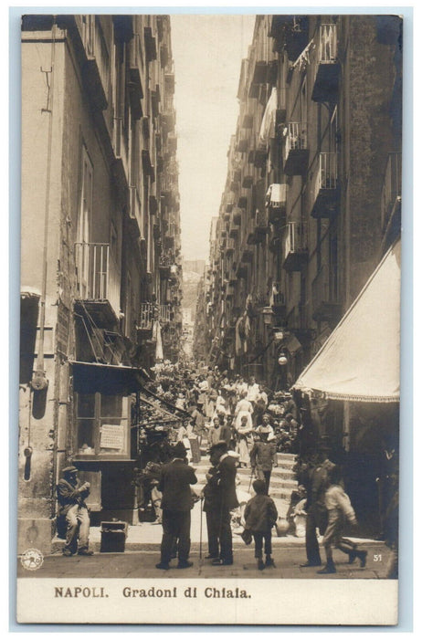 c1940's Steps of Chiaia Naples Italy Unposted Vintage RPPC Photo Postcard
