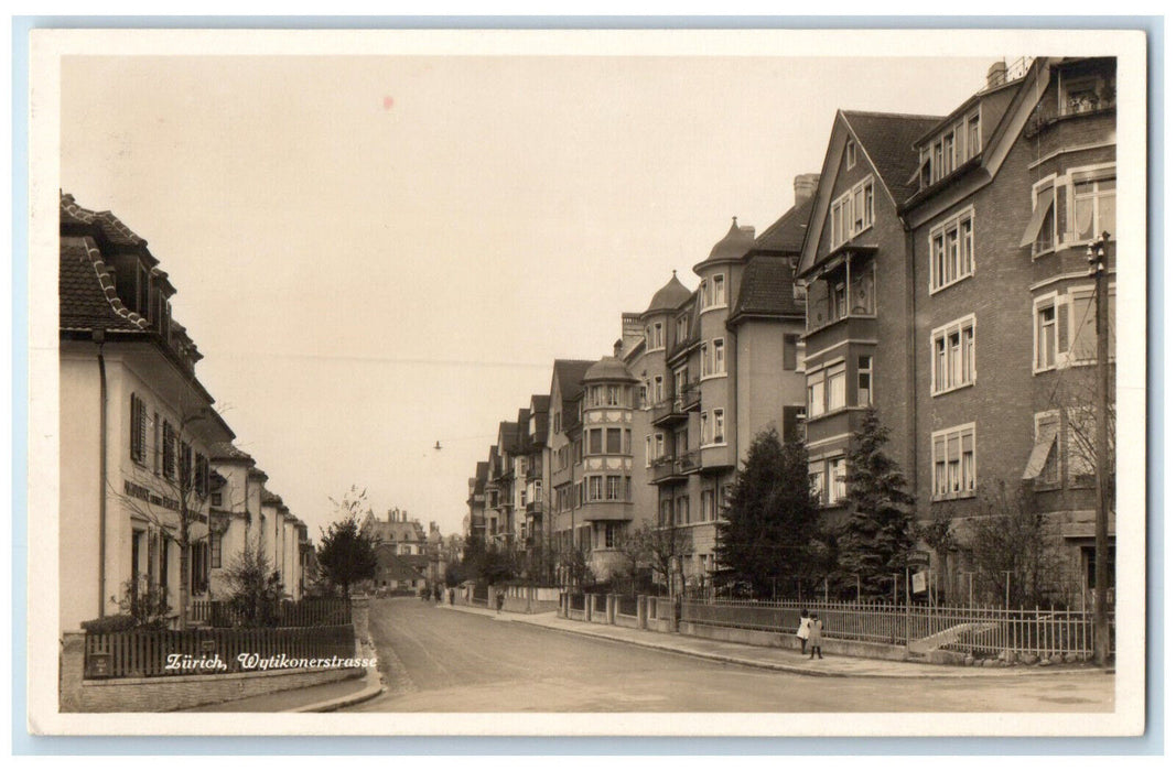 c1940's Wytikon Street Zurich Switzerland Unposted Vintage RPPC Photo Postcard