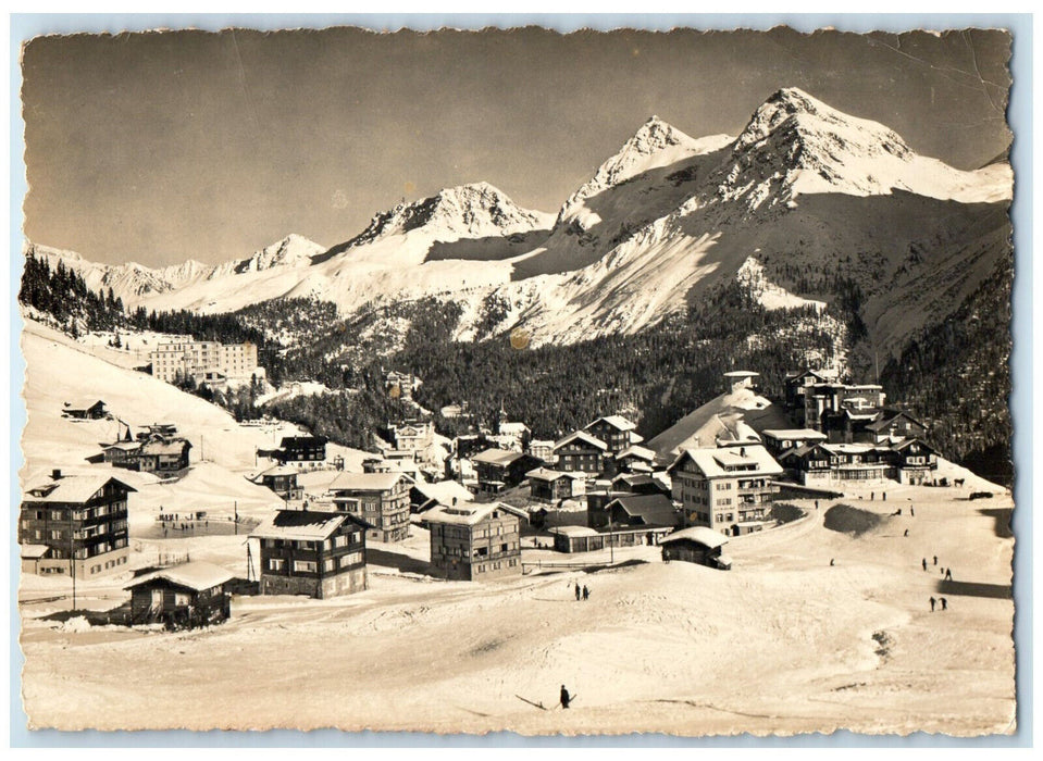 1962 Mountain Buildings View Innerarosa Arosa Switzerland RPPC Photo Postcard