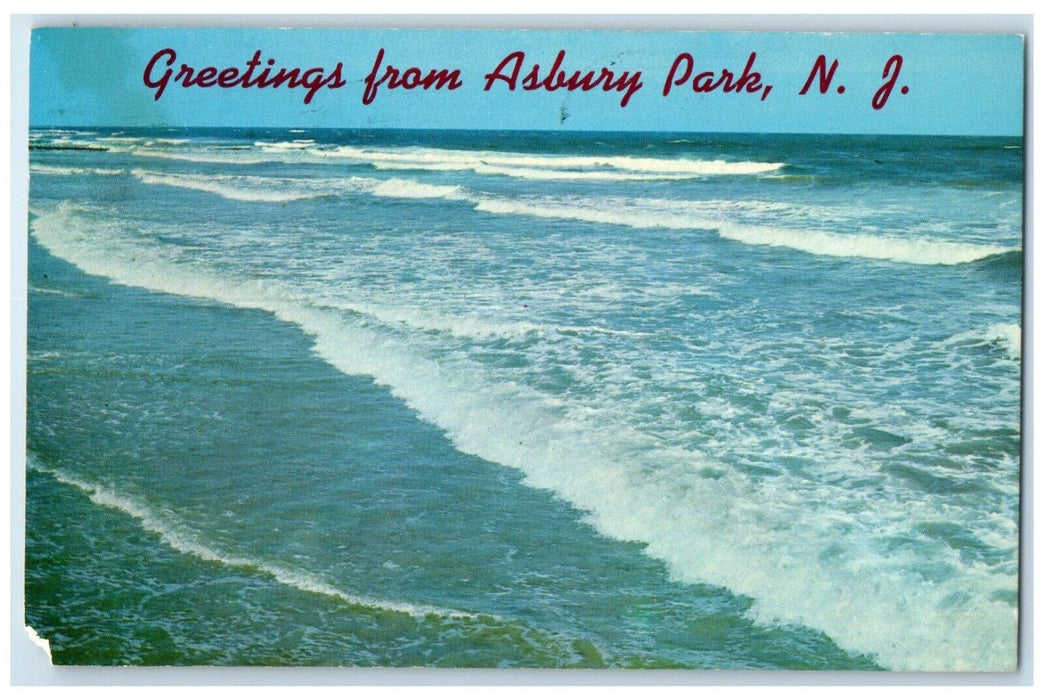 1968 Greetings From Ocean Beach Asbury Park New Jersey Vintage Antique Postcard