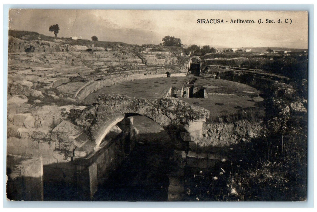 c1940's Syracuse Amphitheater Sicily Italy Vintage RPPC Photo Postcard