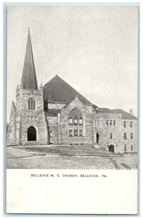 c1920 Bellevue ME Church Chapel Exterior Building Bellevue Pennsylvania Postcard