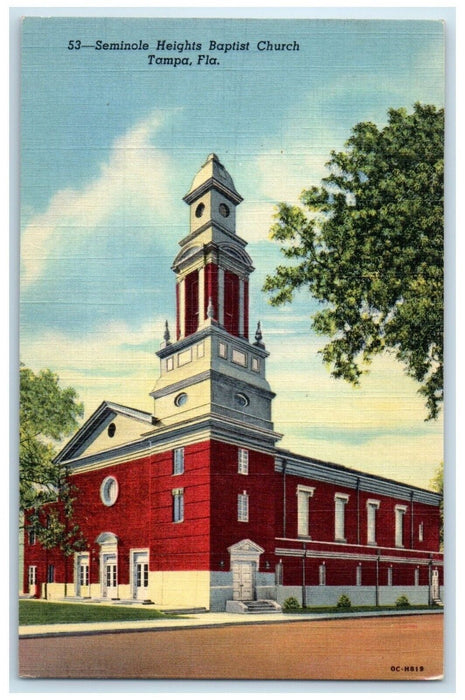 c1940 Seminole Heights Baptist Church Chapel Exterior Tampa Florida FL Postcard