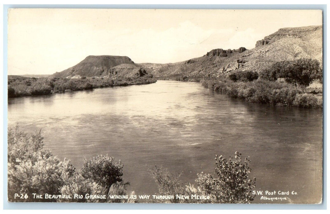 The Beautiful Rio Grande Winding Its Way New Mexico NM RPPC Photo Postcard