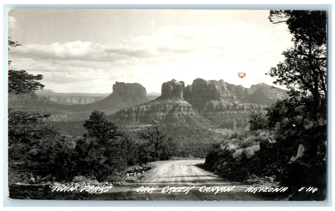 c1940's Twin Peaks Oak Creek Canyon Arizona AZ RPPC Photo Vintage Postcard