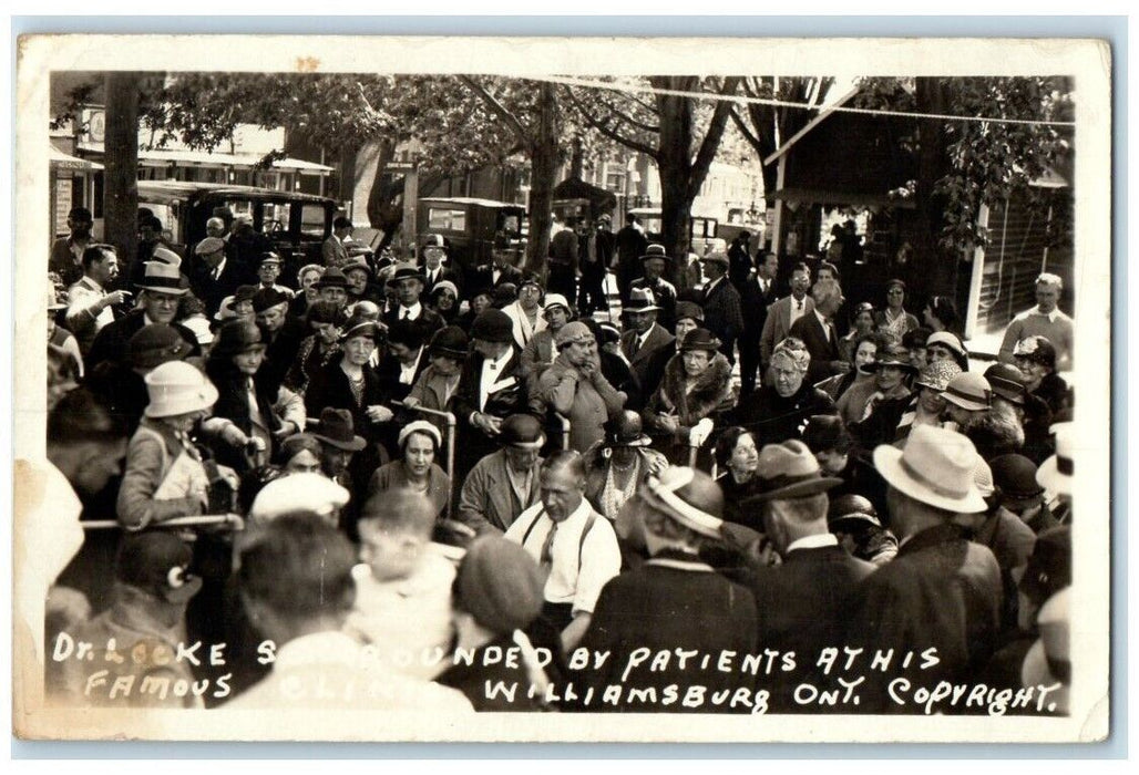 c1933 Dr. Locke Clinic Patients Williamsburg Ontario Canada RPPC Photo Postcard