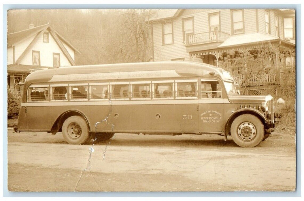1935 Bus Transportation Jeffersonville Trans Co. Inc NY RPPC Photo Postcard
