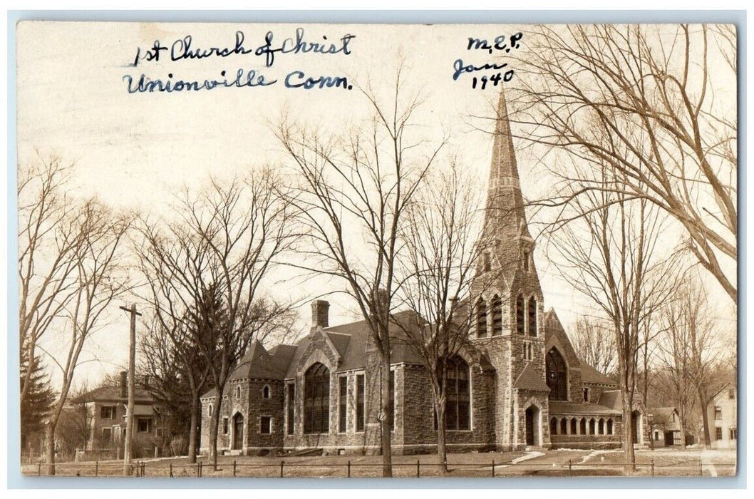 c1910's First Church Of Christ Unionville Connecticut CT  RPPC Photo Postcard