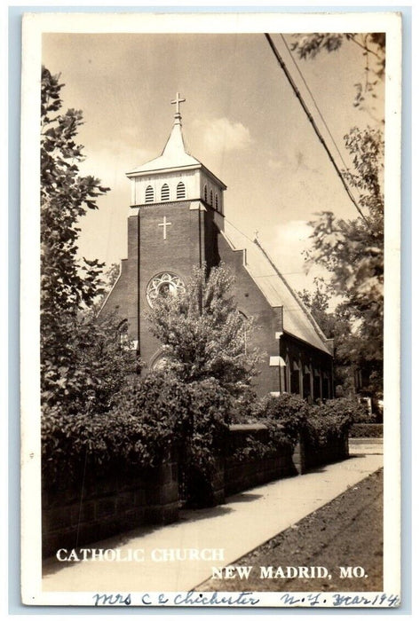 c1930's Catholic Church View New Madrid Missouri MO RPPC Photo Unposted Postcard