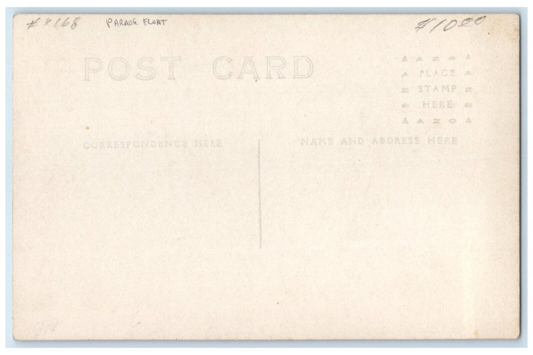 c1910's Children Riding Horse And Wagon Float Parade RPPC Photo Antique Postcard