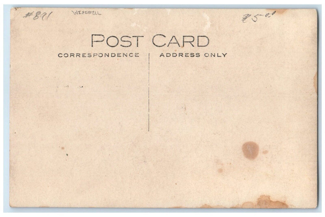 c1910's Man Riding Horse And Wagon Windmill RPPC Photo Unposted Antique Postcard