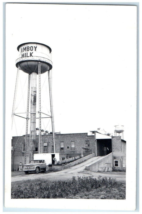 c1940's Amboy Milk Products Tower Car Amboy Illinois IL RPPC Photo Postcard