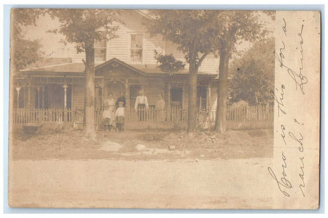 1907 Family House Dirt Road Amboy Illinois IL RPPC Photo Posted Antique Postcard