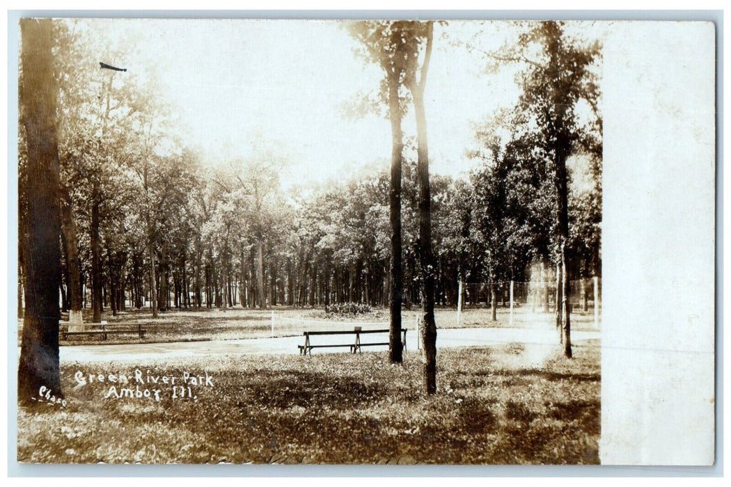 c1910's View Of Green River Park Amboy Illinois IL RPPC Photo Antique Postcard