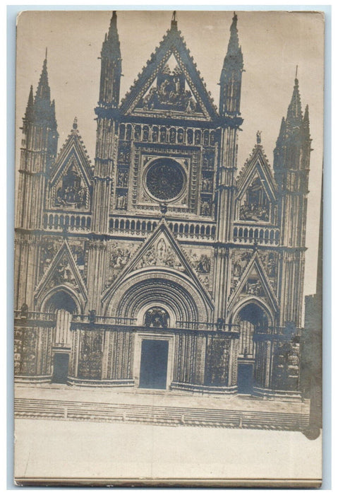 c1940's Orvieto City Cathedral Italy Vintage Unposted RPPC Photo Postcard