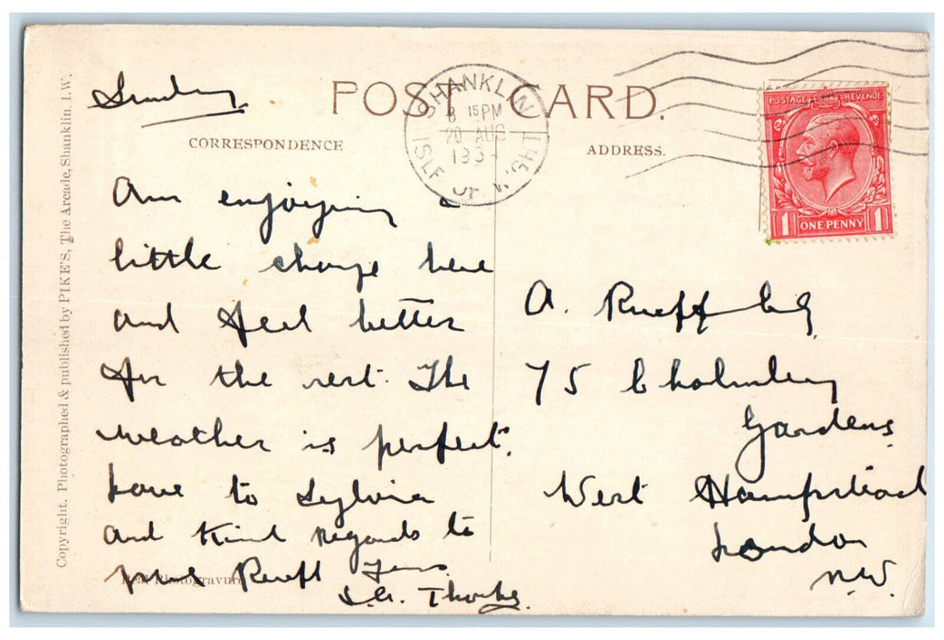 c1930's Shanklin Head Isle of Wight England Vintage RPPC Photo Postcard