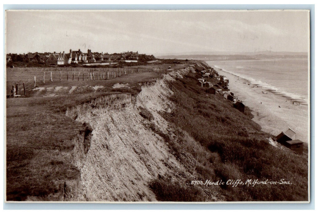 c1940's Hordle Cliffs Milford-on-Sea Lymington England RPPC Photo Postcard