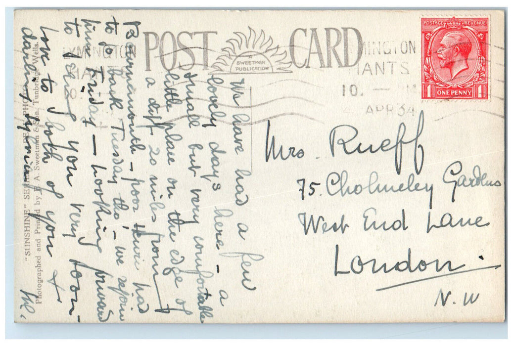 c1940's Hordle Cliffs Milford-on-Sea Lymington England RPPC Photo Postcard