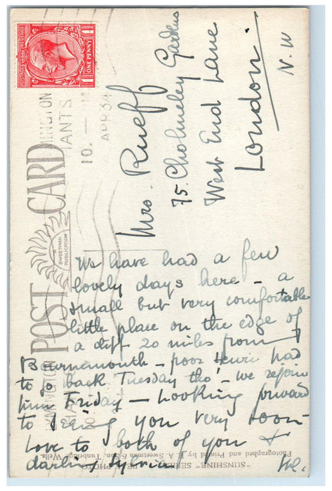 c1940's Hordle Cliffs Milford-on-Sea Lymington England RPPC Photo Postcard