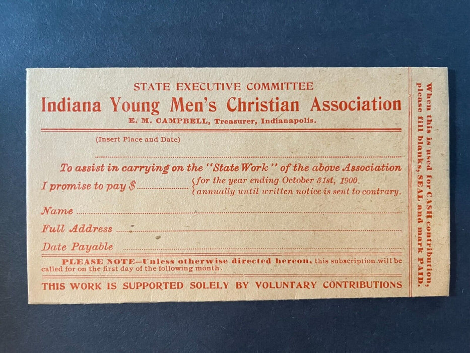 Indiana Young Men's Christian Association Treasurer Indianapolis Cover