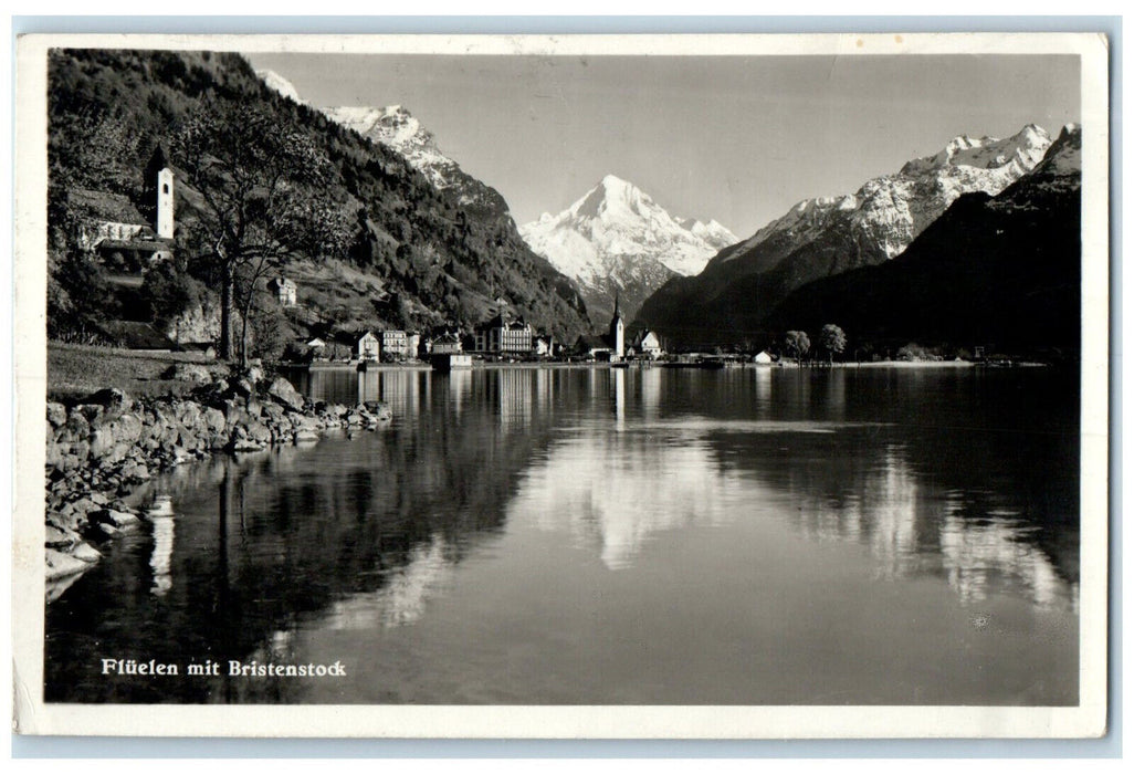 1934 Fluelen with Bristenstock Switzerland Posted RPPC Photo Postcard