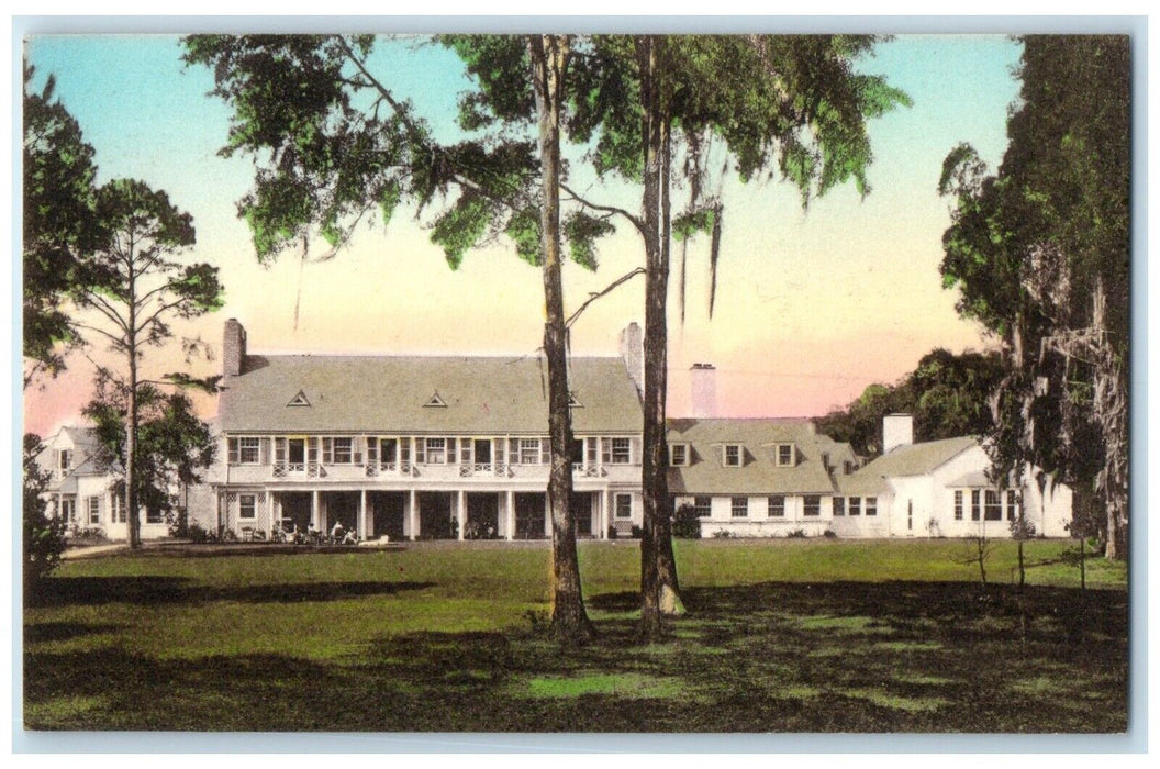 c1940 Exterior view Yeamans Hall Charleston South Carolina Hand-Colored Postcard